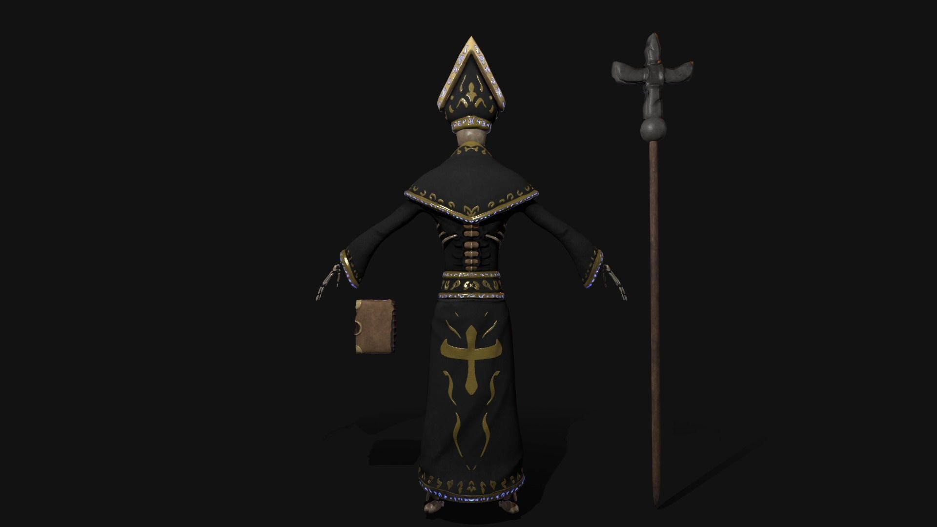 Priest Skeleton Low-poly 3D model_4