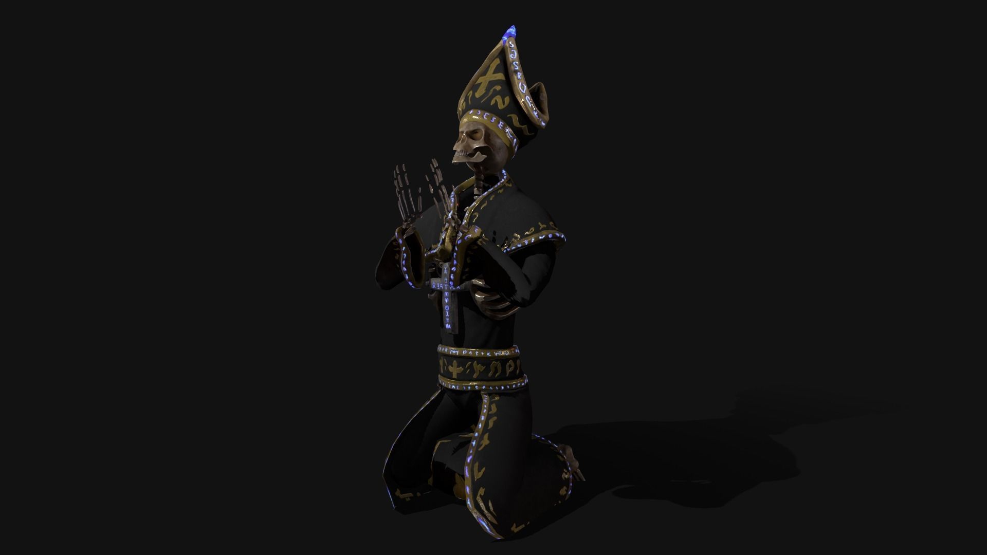 Priest Skeleton Low-poly 3D model_12
