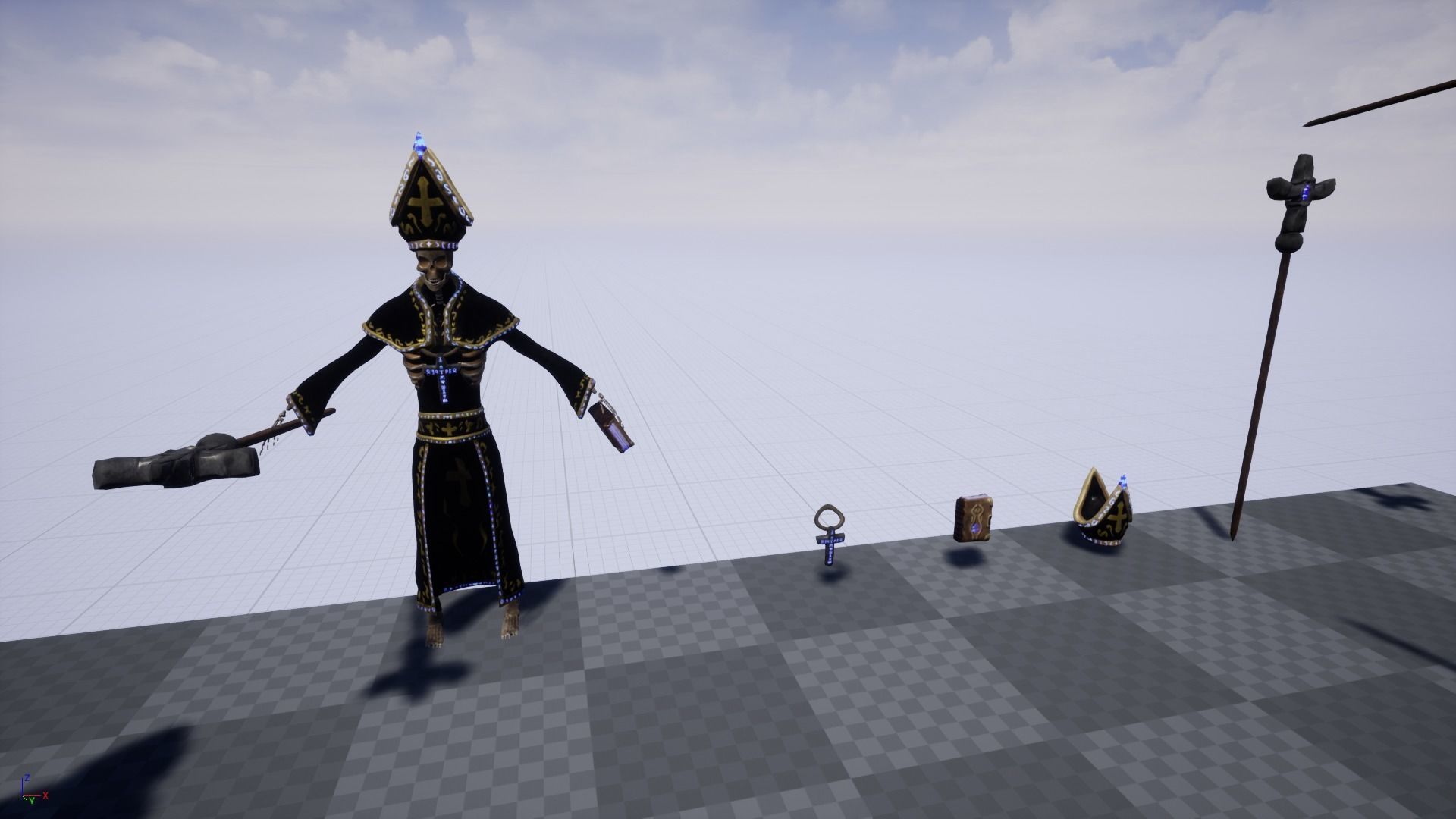 Priest Skeleton Low-poly 3D model_10