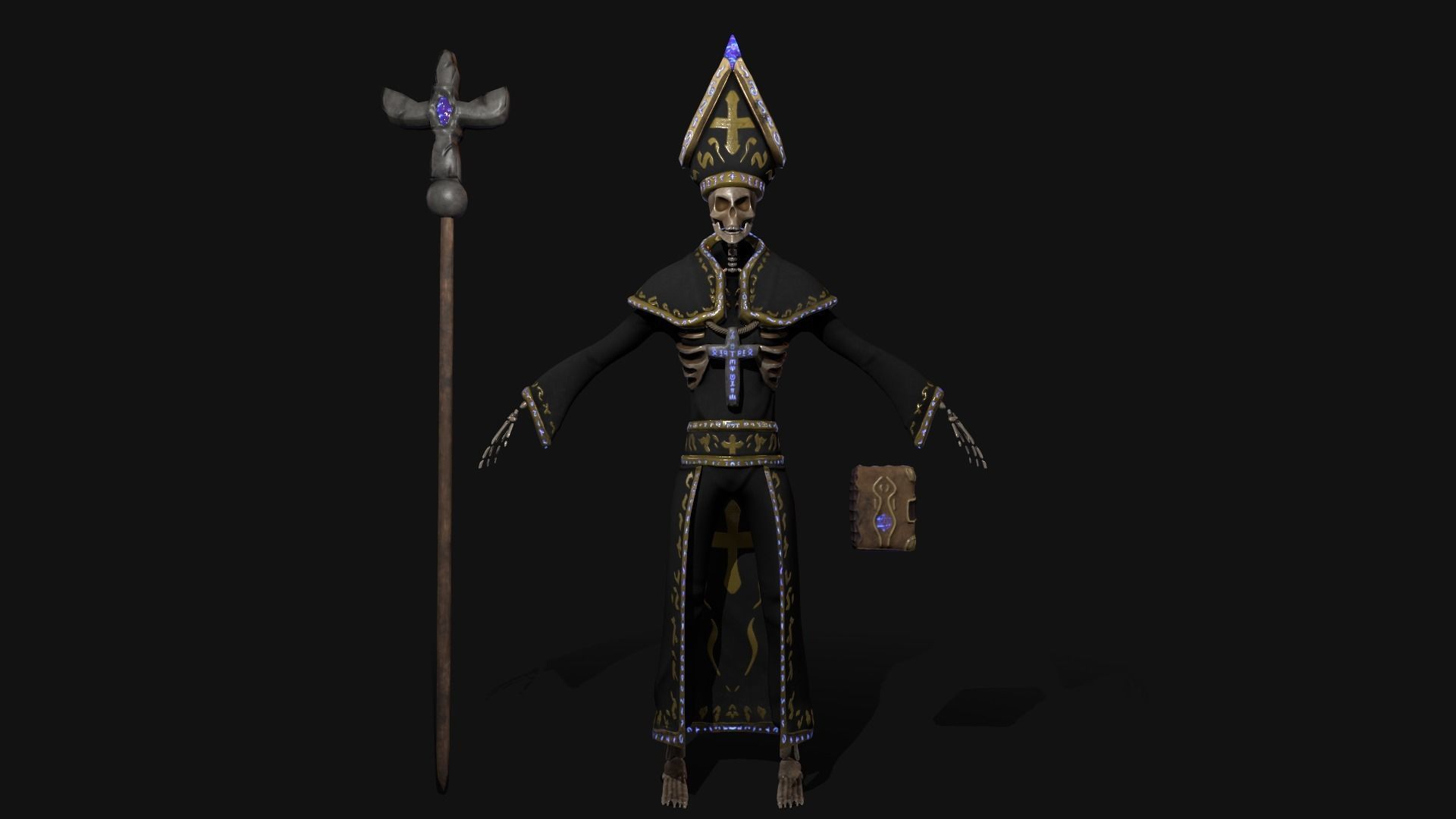 Priest Skeleton Low-poly 3D model_3