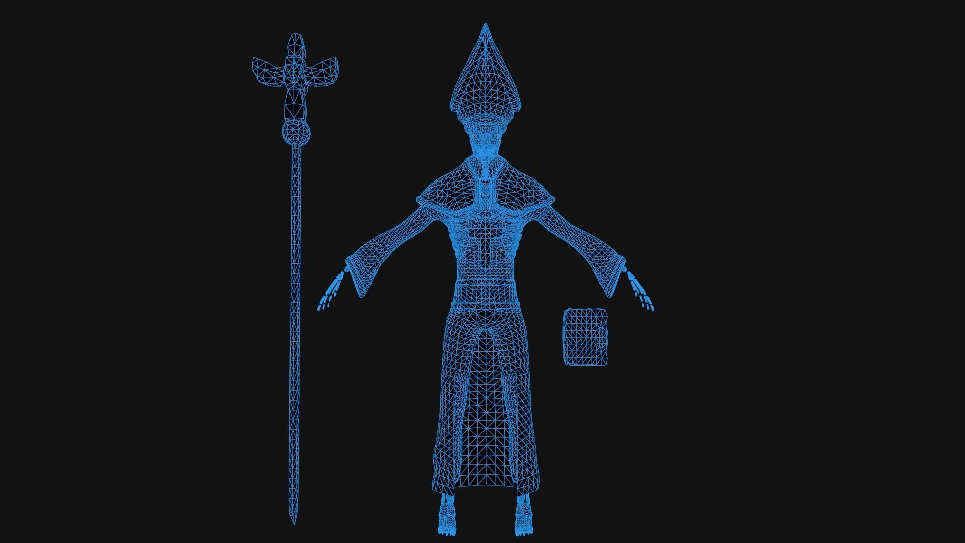 Priest Skeleton Low-poly 3D model_7