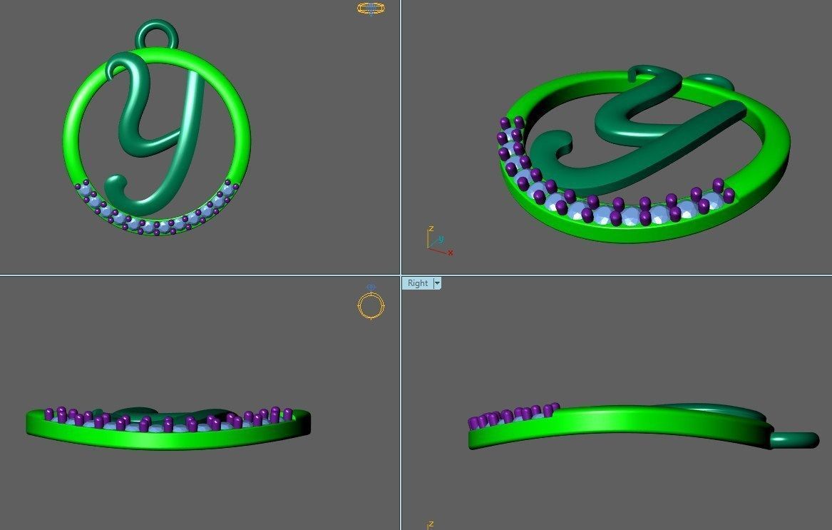 Initial Letter Pendant Y 3D print model_1