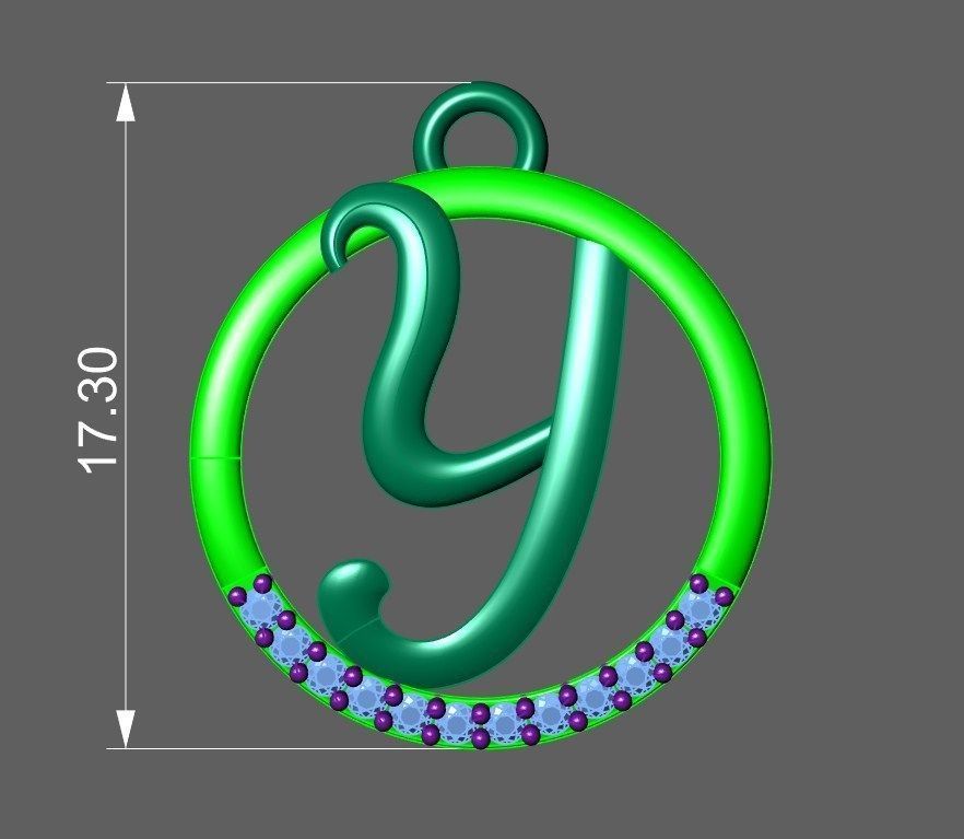 Initial Letter Pendant Y 3D print model_2