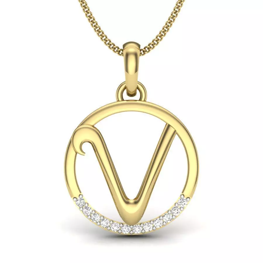 Initial Letter Pendant V 3D print model_0