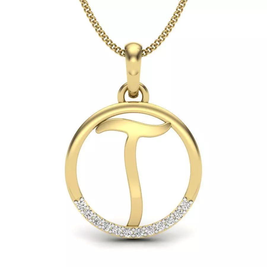 Initial Letter Pendant T 3D print model_0
