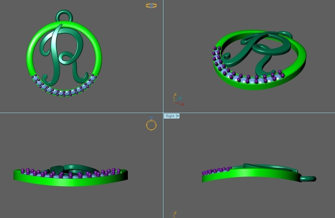 Initial Letter Pendant R 3D print model_1