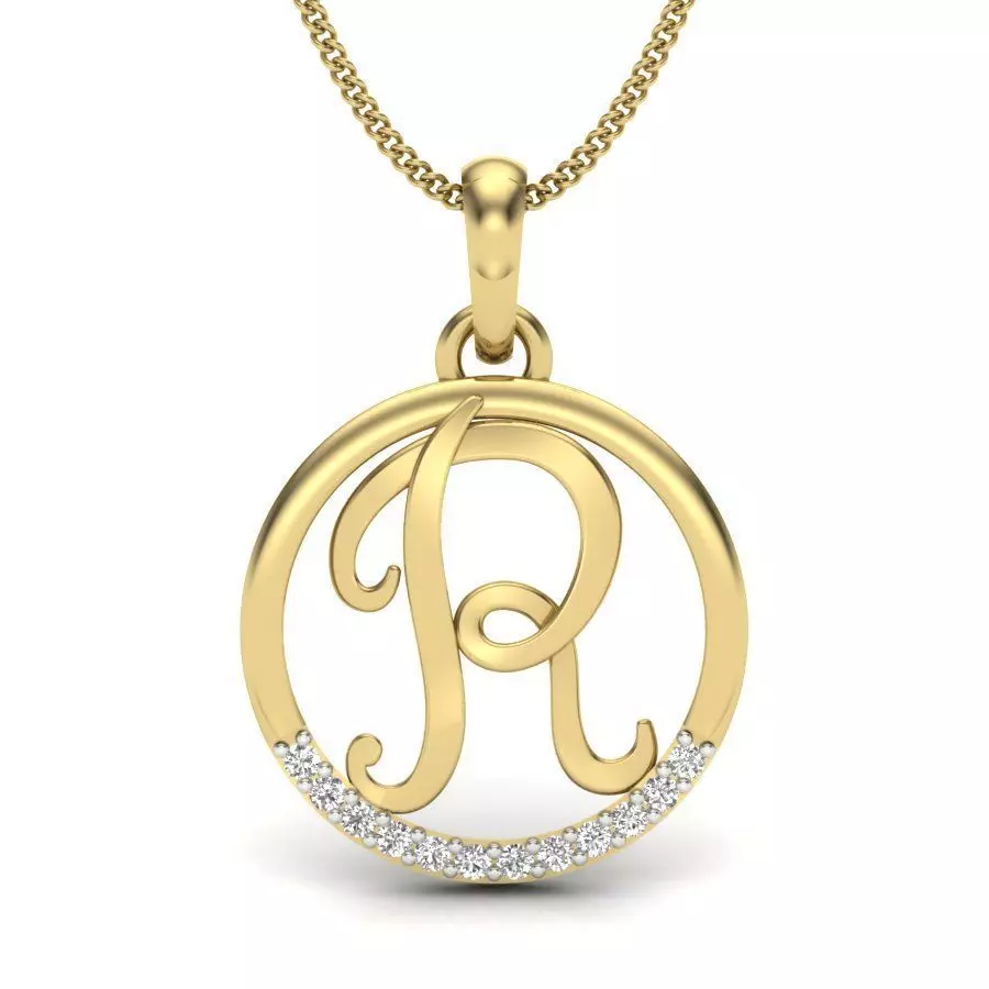 Initial Letter Pendant R 3D print model_0