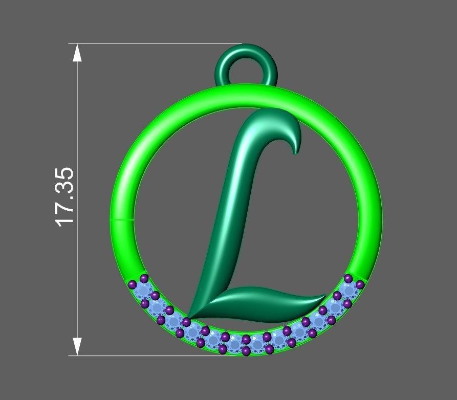Initial Letter Pendant L 3D print model_2