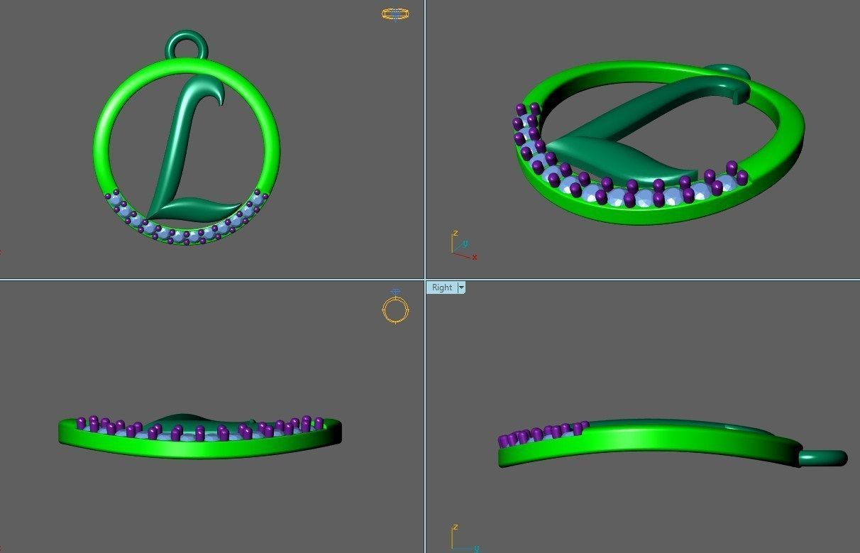 Initial Letter Pendant L 3D print model_1
