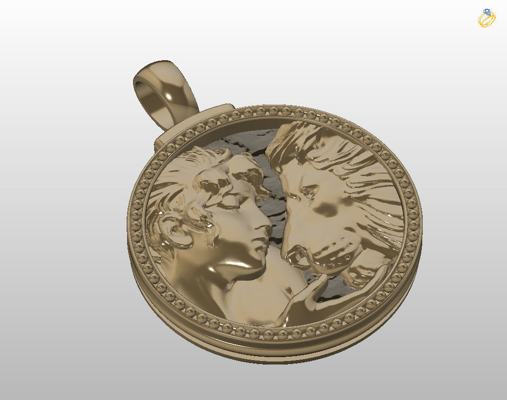 Horoscope Lion pendant 3D print model_4