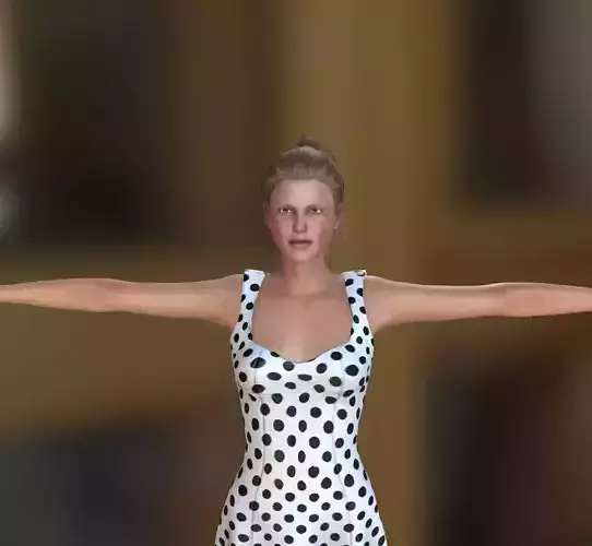 karakter woman in polka dot dress