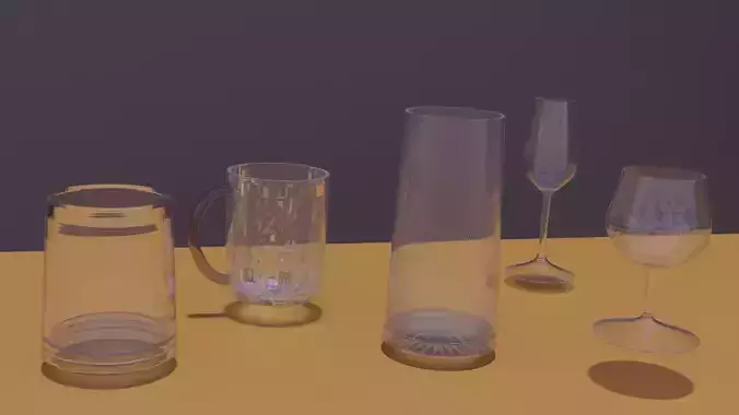 Glass set of glasses and wine