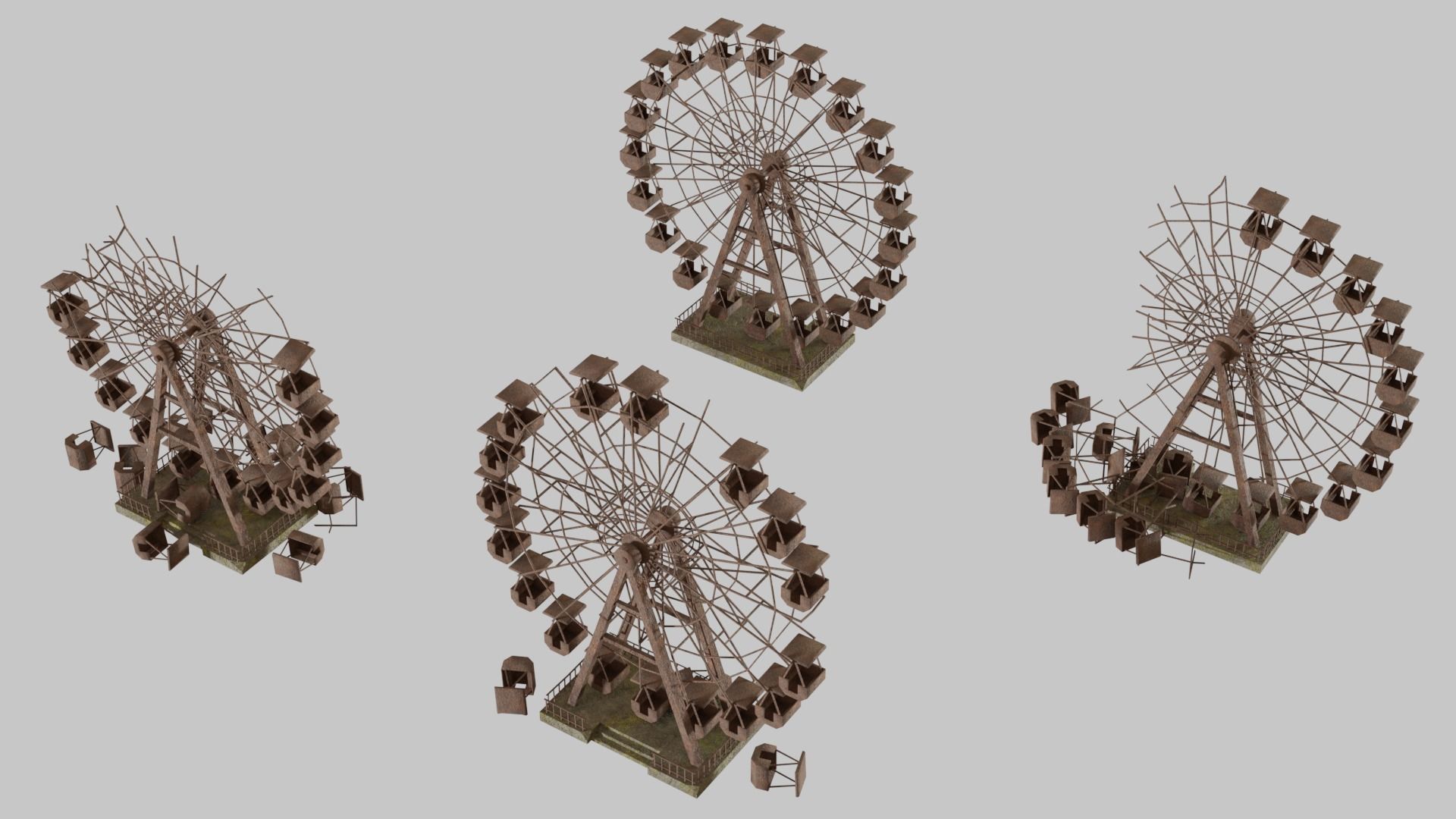 Destroyed Ferris wheel Low-poly 3D model_5
