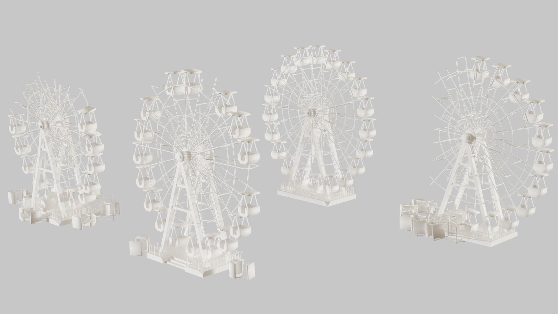 Destroyed Ferris wheel Low-poly 3D model_3
