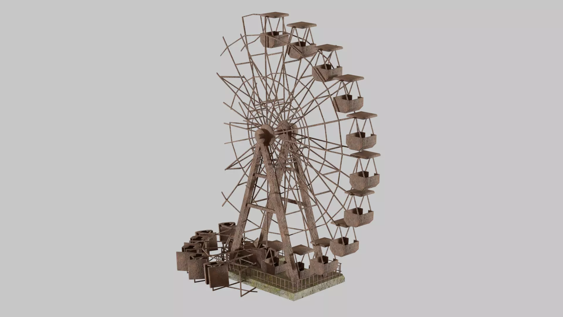 Destroyed Ferris wheel Low-poly 3D model_0