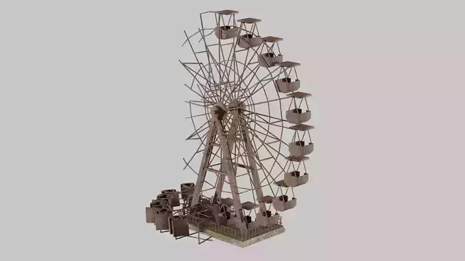 Destroyed Ferris wheel Low-poly 3D model