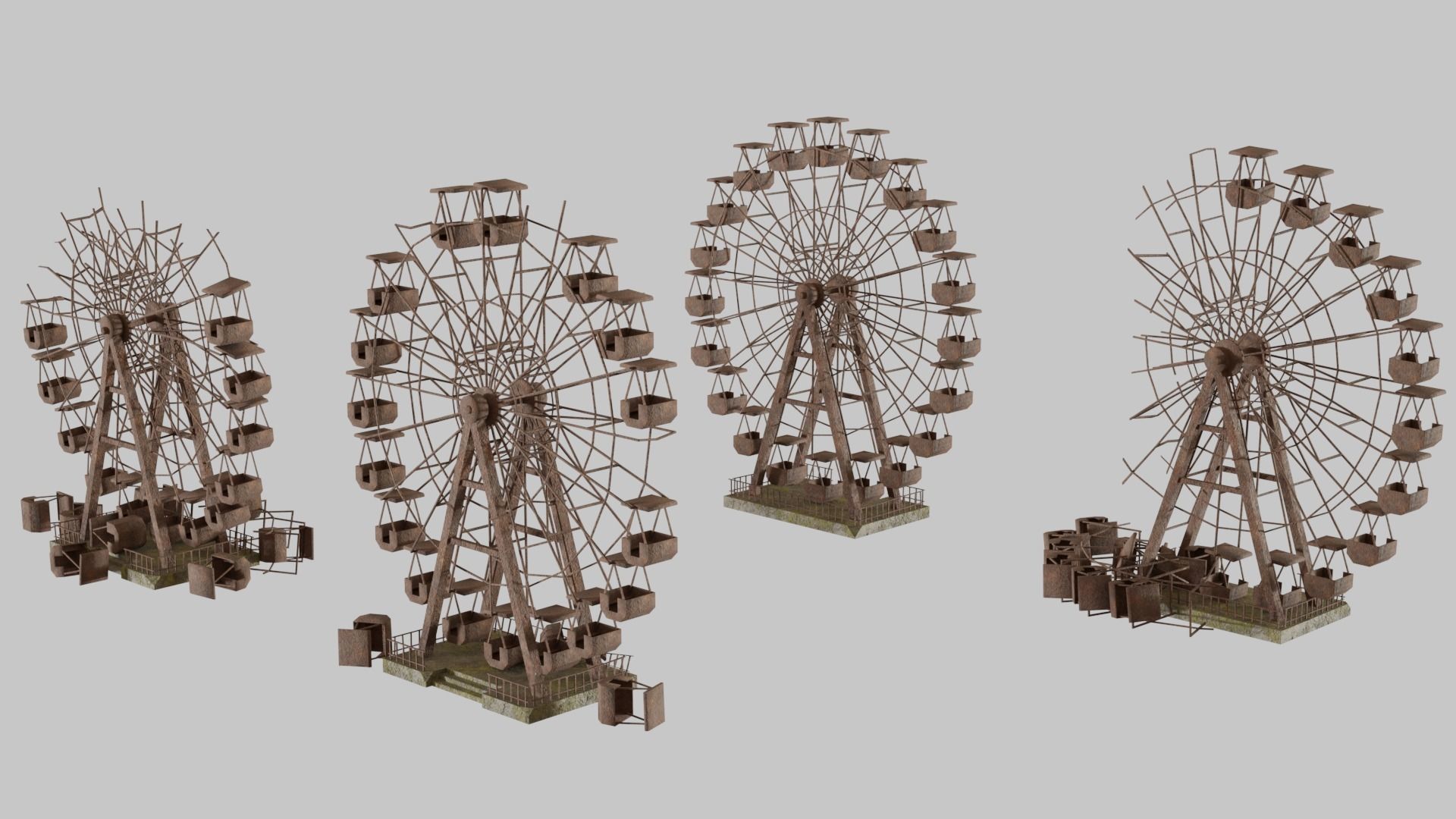 Destroyed Ferris wheel Low-poly 3D model_2