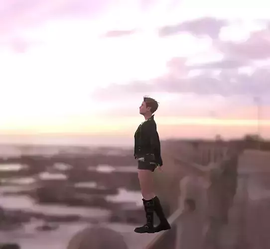 karakter woman on rock overlooking ocean