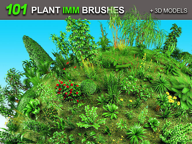 101 Plant IMM Brushes plus 3D Models 3D model