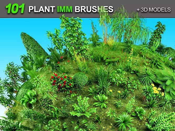101 Plant IMM Brushes plus 3D Models 3D model