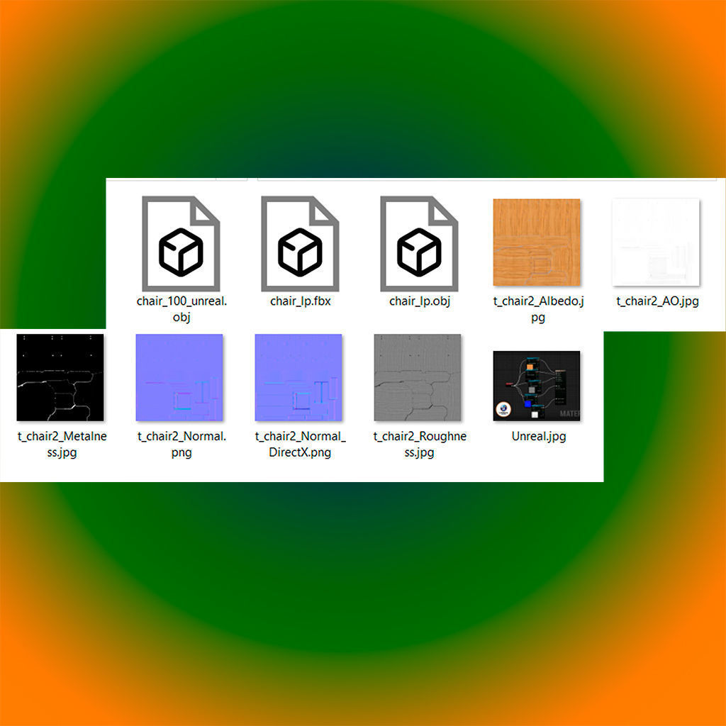 old chair Low-poly 3D model_7