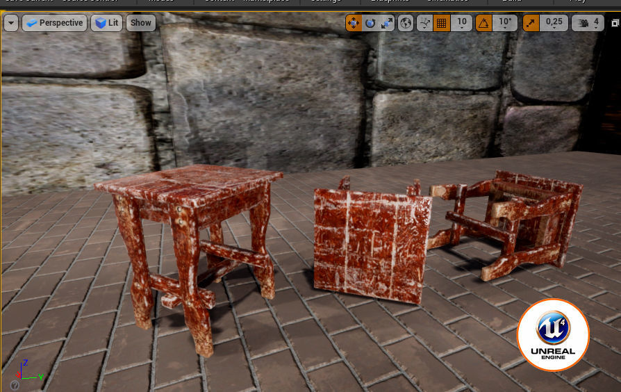 old chair Low-poly 3D model_3