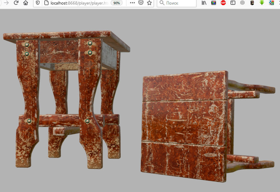 old chair Low-poly 3D model_2