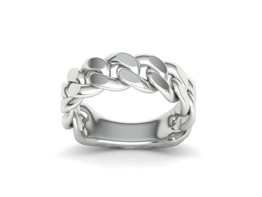 Cuban Ring Chain Link Ring 7mm Wide   5 6 7 8 9 US sizes 3dmodel 3D print model_19
