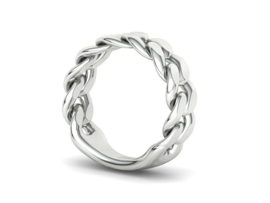 Cuban Ring Chain Link Ring 7mm Wide   5 6 7 8 9 US sizes 3dmodel 3D print model_25