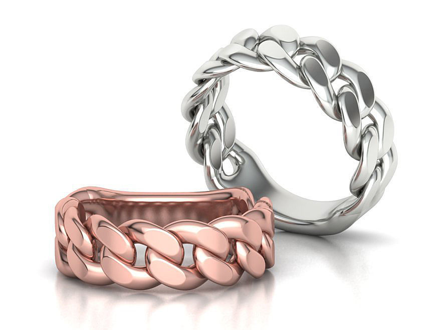 Cuban Ring Chain Link Ring 7mm Wide   5 6 7 8 9 US sizes 3dmodel 3D print model_2
