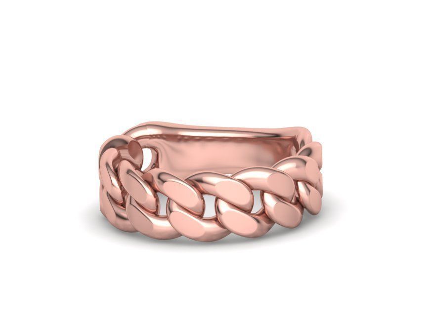 Cuban Ring Chain Link Ring 7mm Wide   5 6 7 8 9 US sizes 3dmodel 3D print model_7