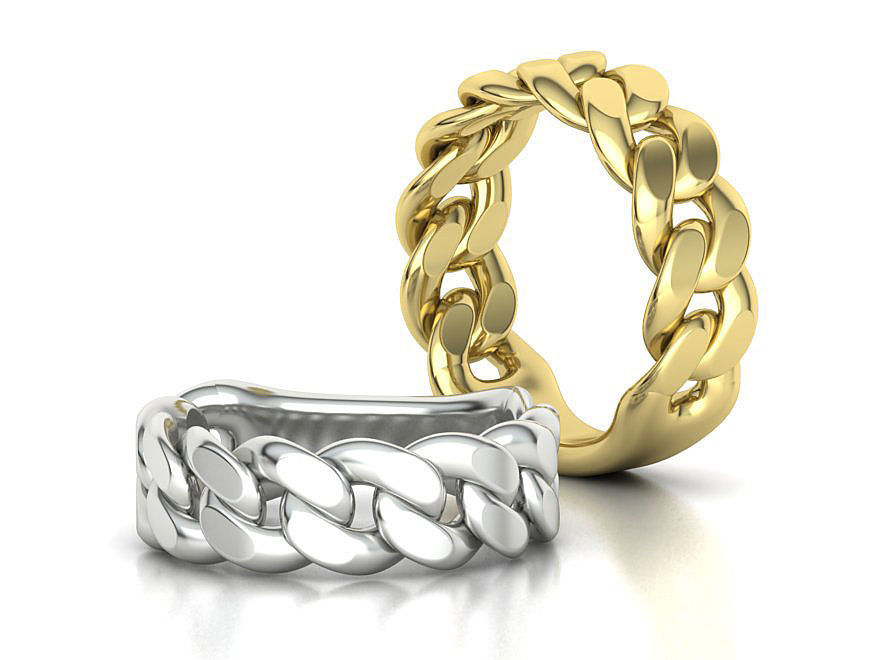 Cuban Ring Chain Link Ring 7mm Wide   5 6 7 8 9 US sizes 3dmodel 3D print model_1