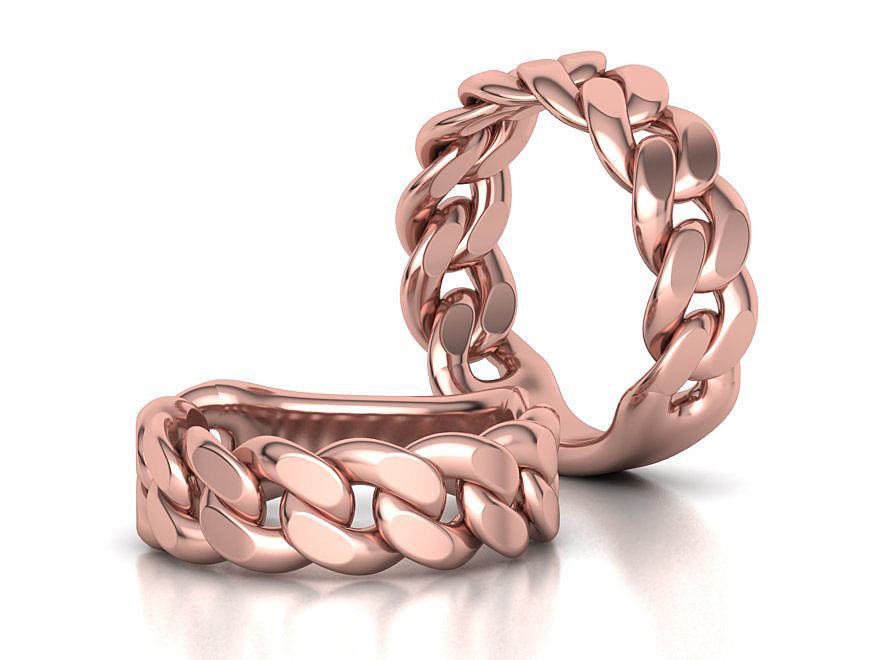 Cuban Ring Chain Link Ring 7mm Wide   5 6 7 8 9 US sizes 3dmodel 3D print model_10