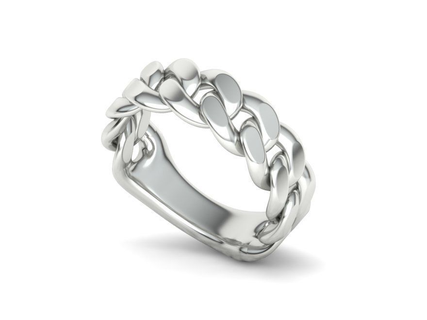 Cuban Ring Chain Link Ring 7mm Wide   5 6 7 8 9 US sizes 3dmodel 3D print model_22