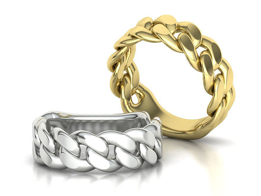 Cuban Ring Chain Link Ring 7mm Wide   5 6 7 8 9 US sizes 3dmodel 3D print model_3