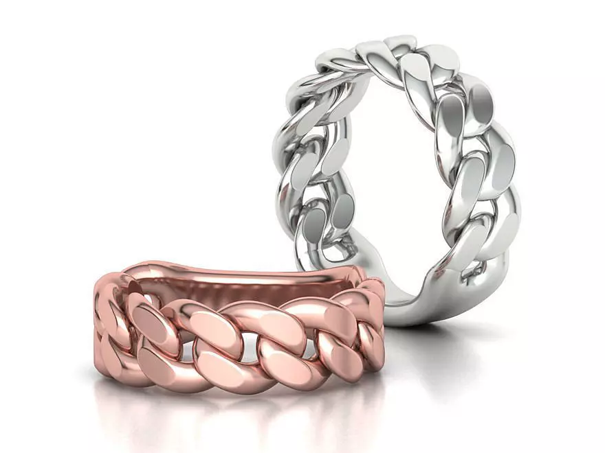 Cuban Ring Chain Link Ring 7mm Wide   5 6 7 8 9 US sizes 3dmodel 3D print model_0