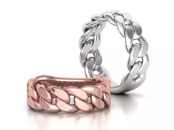 Cuban Ring Chain Link Ring 7mm Wide   5 6 7 8 9 US sizes 3dmodel