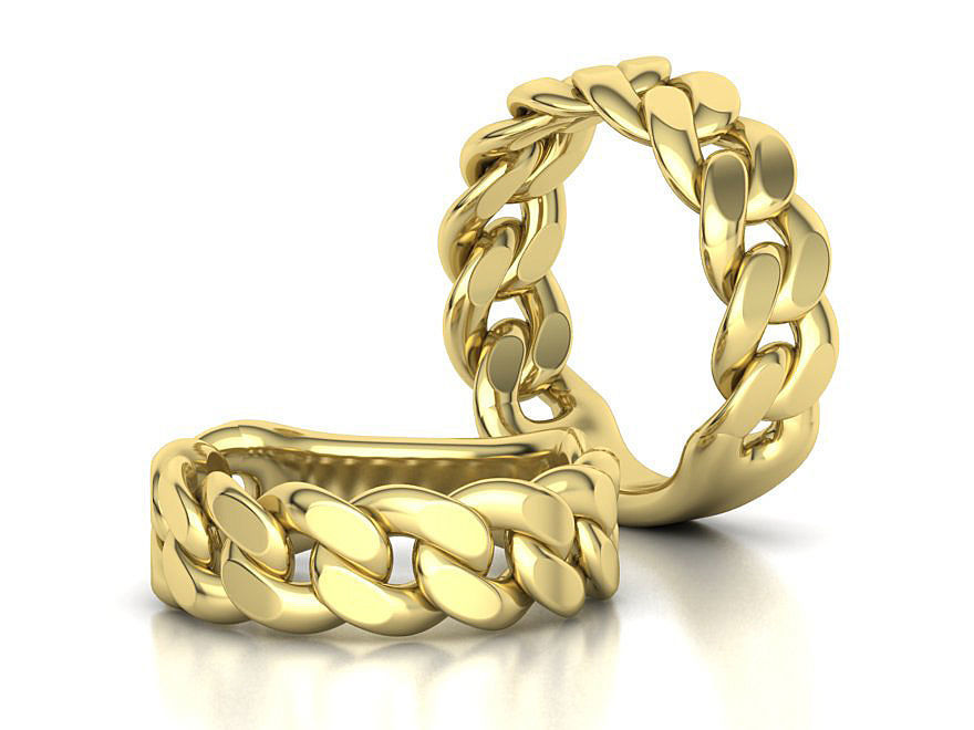 Cuban Ring Chain Link Ring 7mm Wide   5 6 7 8 9 US sizes 3dmodel 3D print model_12