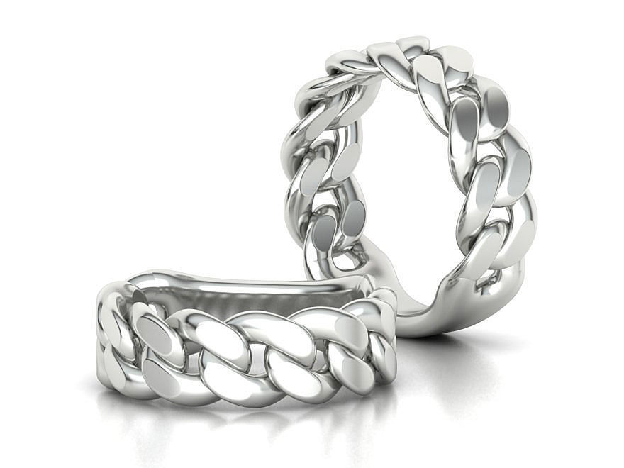 Cuban Ring Chain Link Ring 7mm Wide   5 6 7 8 9 US sizes 3dmodel 3D print model_11