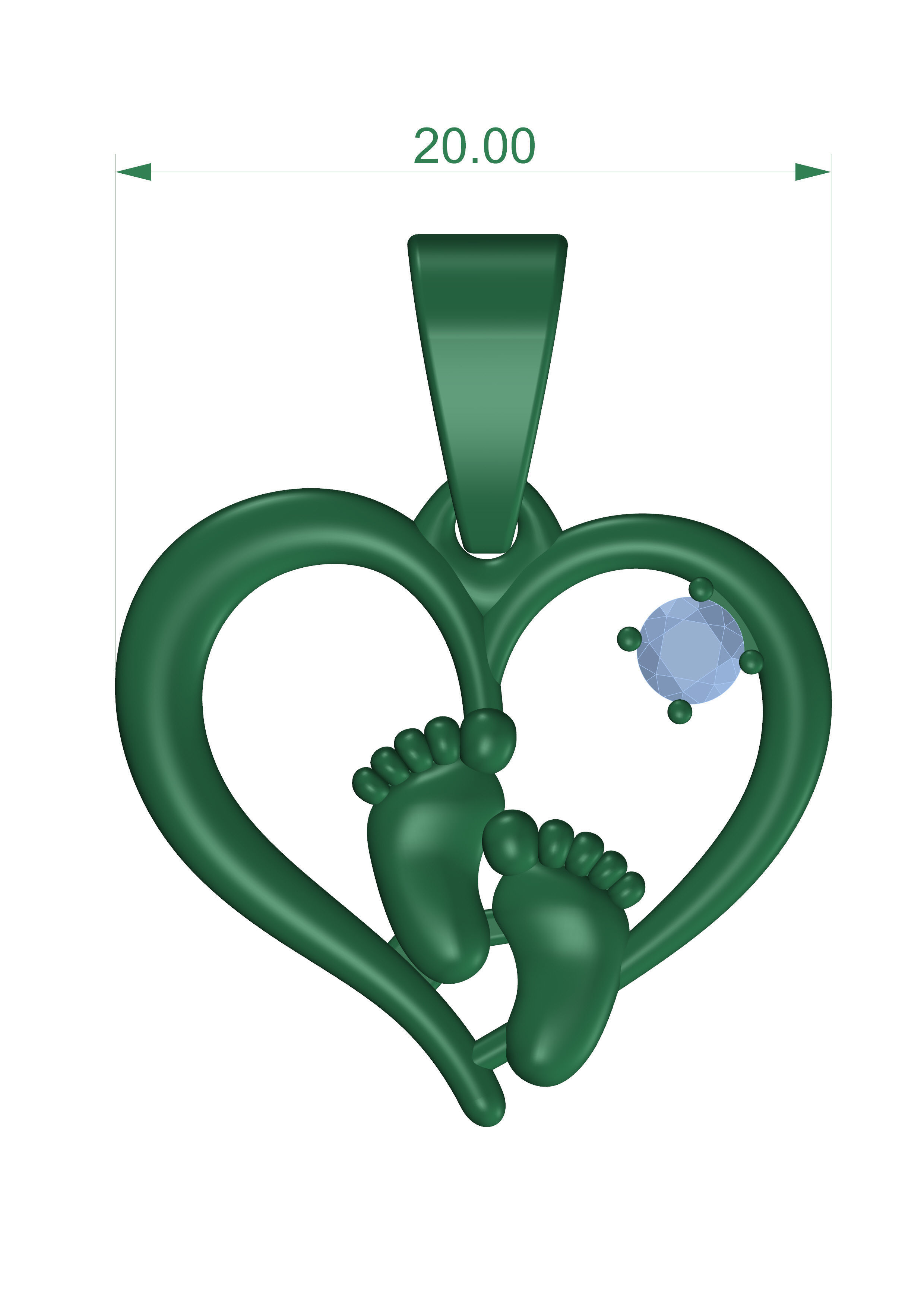 heart pendant 001 3D print model_1