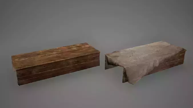 Viking Benches Low Poly Game Ready