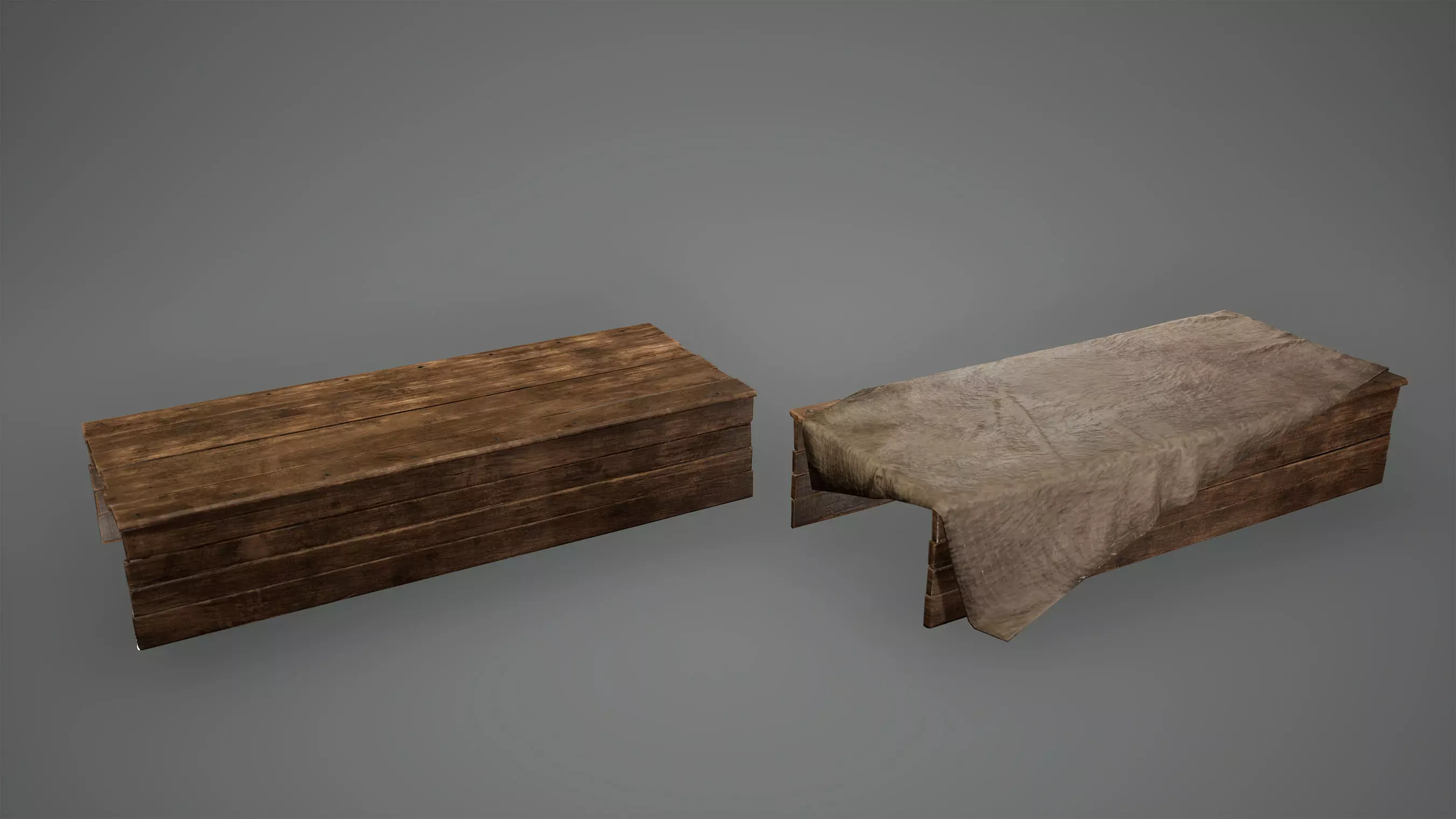 Viking Benches Low Poly Game Ready Low-poly 3D model_0