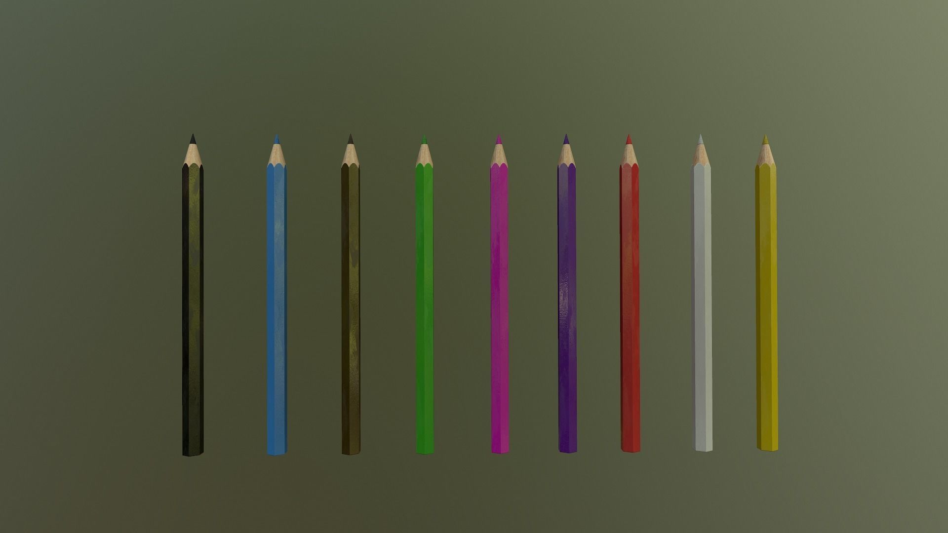  Color Pencils Free low-poly 3D model_9