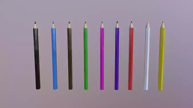  Color Pencils Free low-poly 3D model