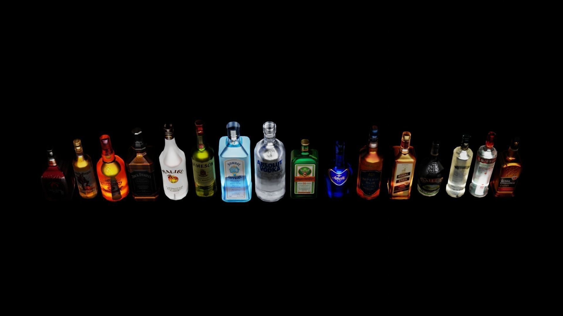 Liquor Bottles 16 3D model_3