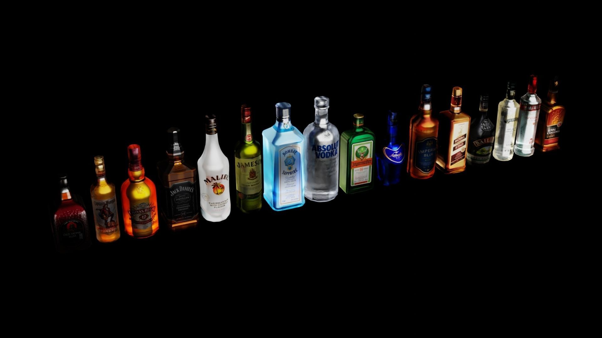 Liquor Bottles 16 3D model_1