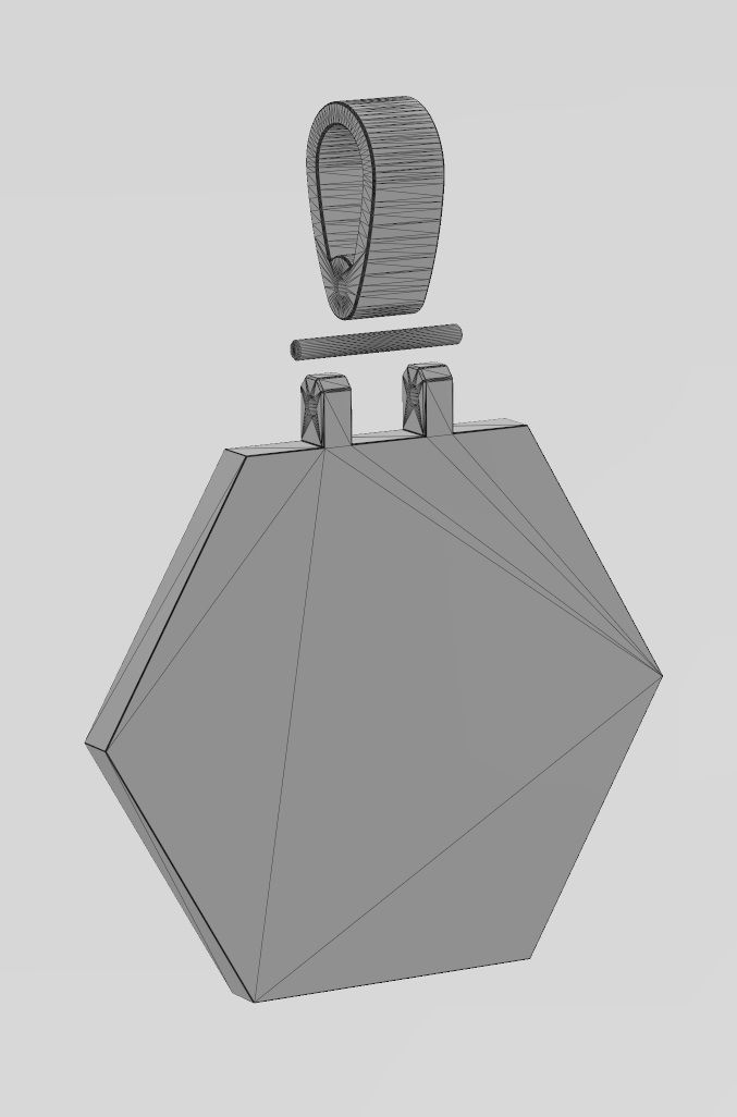 Simple hexagonal memory picture pendant with bail 3D print model_12