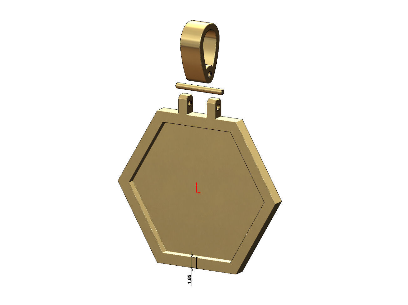 Simple hexagonal memory picture pendant with bail 3D print model_9