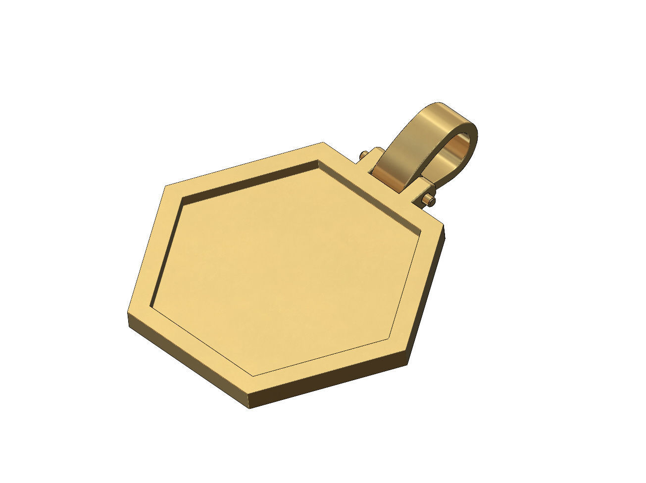Simple hexagonal memory picture pendant with bail 3D print model_1