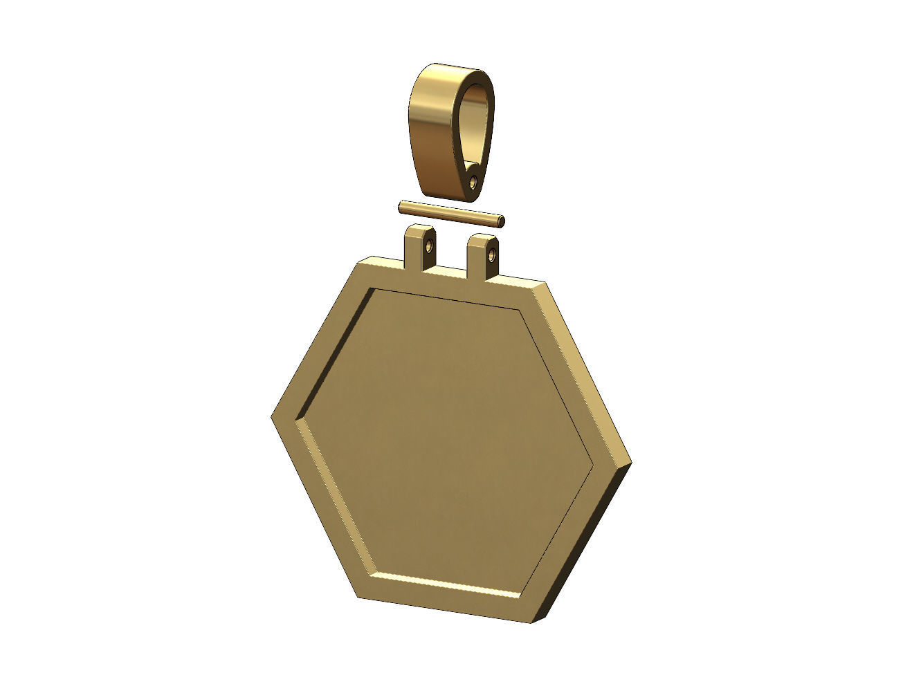 Simple hexagonal memory picture pendant with bail 3D print model_4